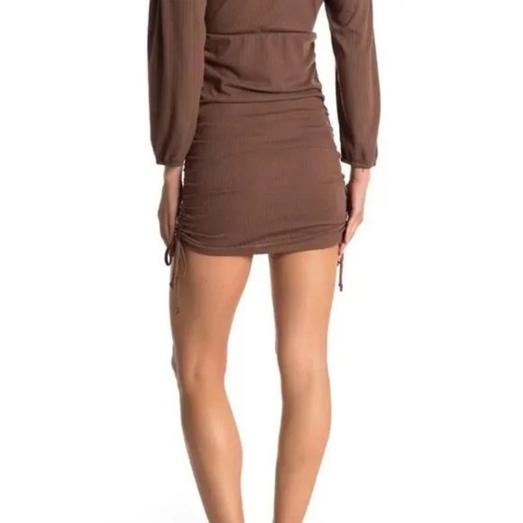 Velvet Torch Women's Chocolate Tie Side Midi Rib Knit Dress SZ XL - Picture 7 of 10
